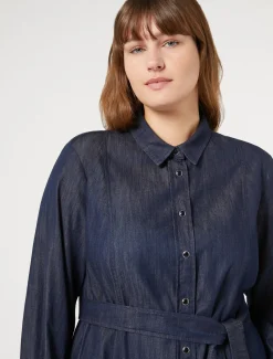Marina Rinaldi Abiti | Abiti*Abito chemisier in denim leggero BLUNOTTE