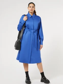 Marina Rinaldi Abiti | Abiti*Abito chemisier in raso stretch BLUCINA