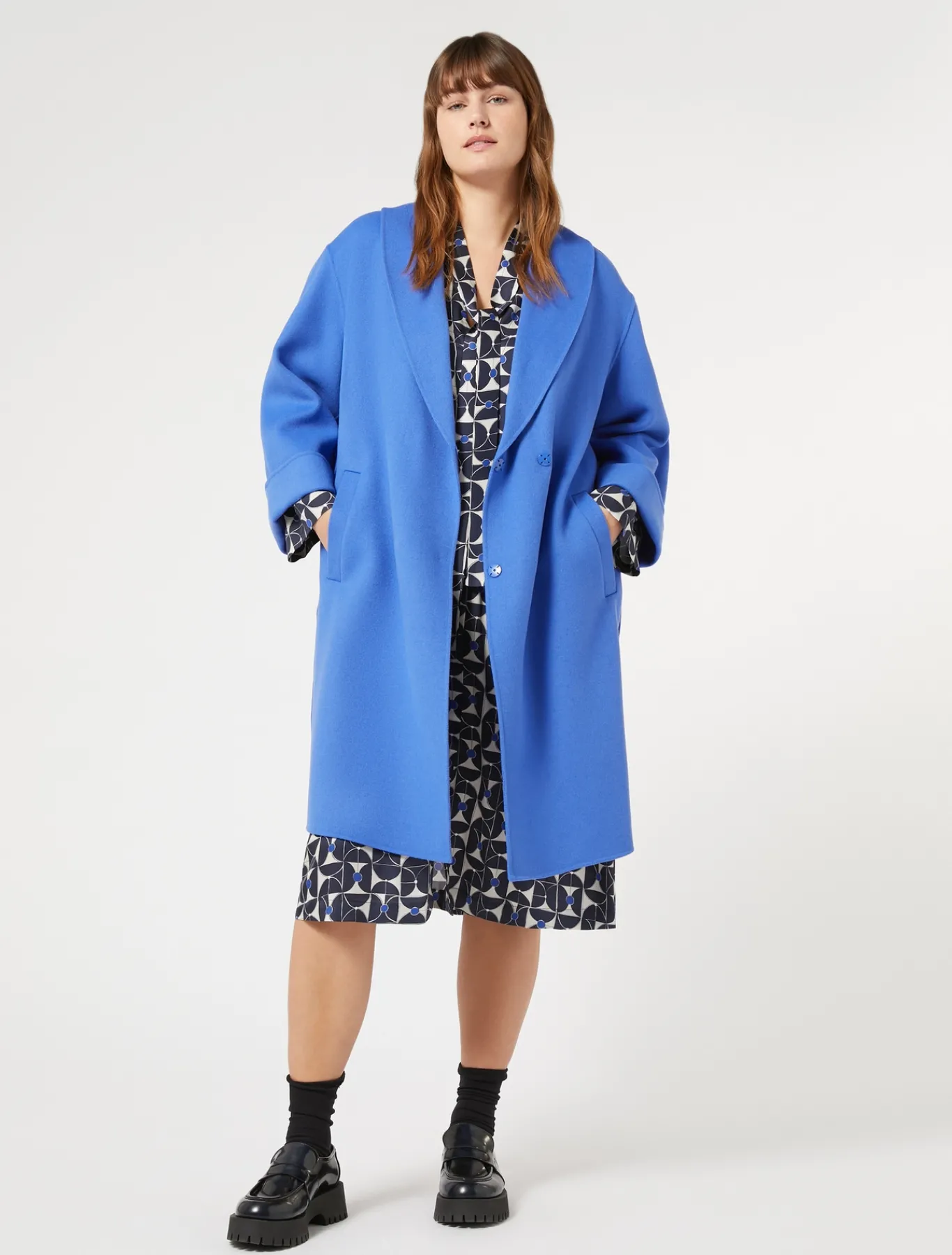 Marina Rinaldi Abiti | Abiti*Abito chemisier in twill BLUMARINO