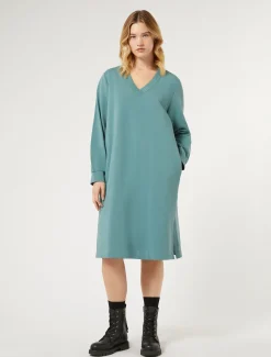 Marina Rinaldi Abiti | Abiti*Abito in felpa di cotone stretch VERDESALVIA