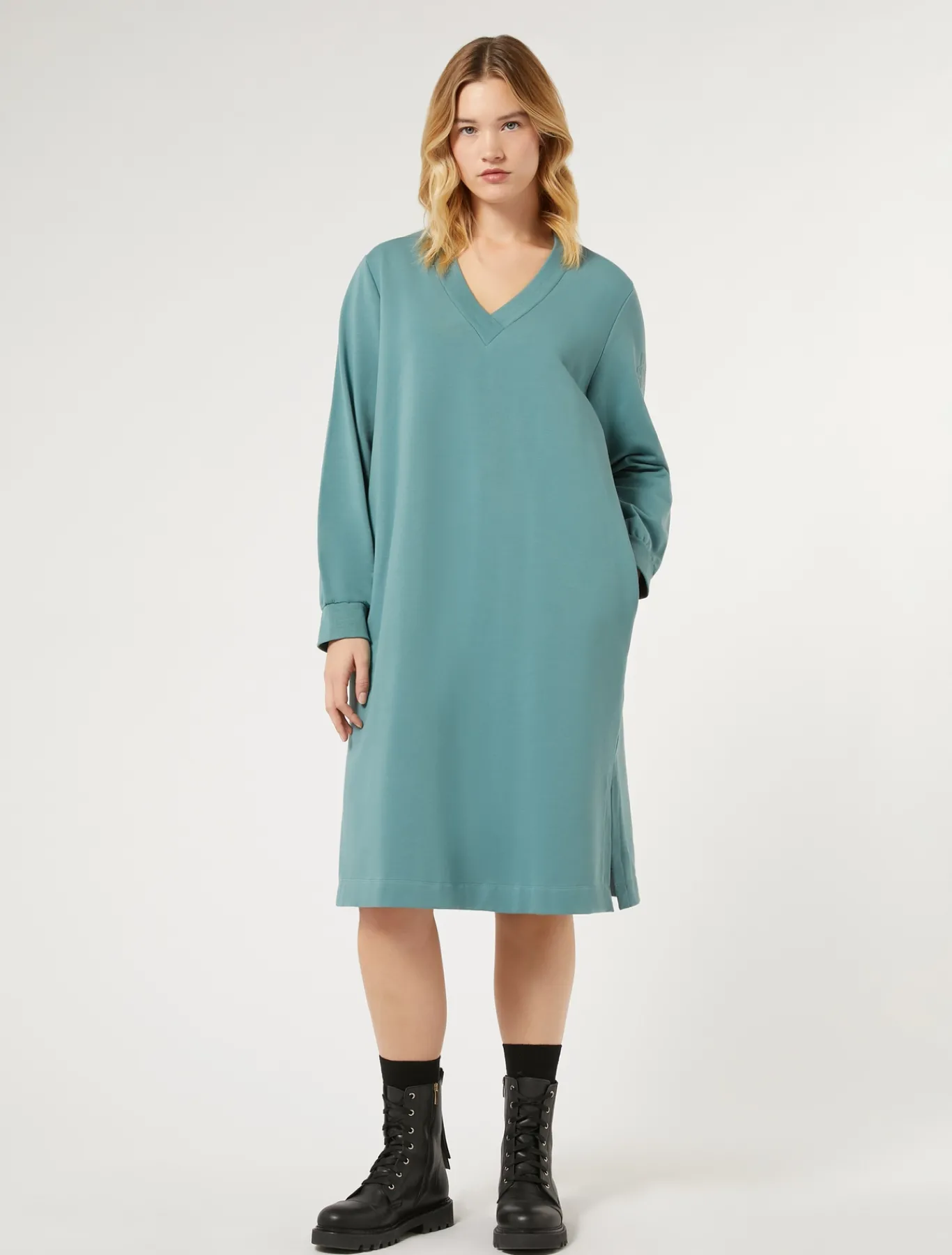 Marina Rinaldi Abiti | Abiti*Abito in felpa di cotone stretch VERDESALVIA