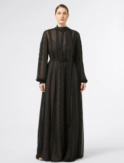 Marina Rinaldi Marina Rinaldi By Zuhair Murad*Abito in georgette di seta e pizzo NERO