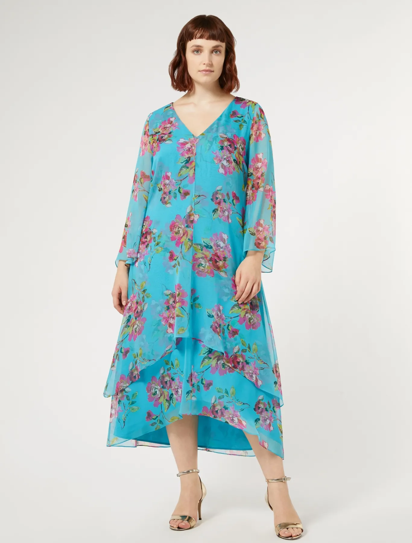 Marina Rinaldi Abiti | Abiti*Abito in georgette di seta TURCHESE