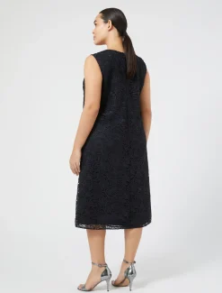 Marina Rinaldi Abiti | Abiti*Abito in pizzo laminato BLUNOTTE
