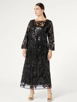 Marina Rinaldi Abiti | Abiti*Abito in tulle con paillettes NERO
