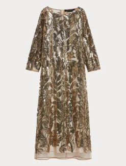 Marina Rinaldi Abiti | Abiti*Abito in tulle con paillettes BEIGE