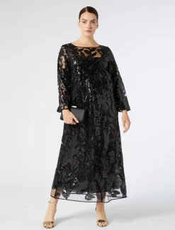 Marina Rinaldi Abiti | Abiti*Abito in tulle con paillettes NERO