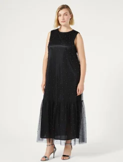 Marina Rinaldi Abiti | Abiti*Abito in tulle con ricamo NERO