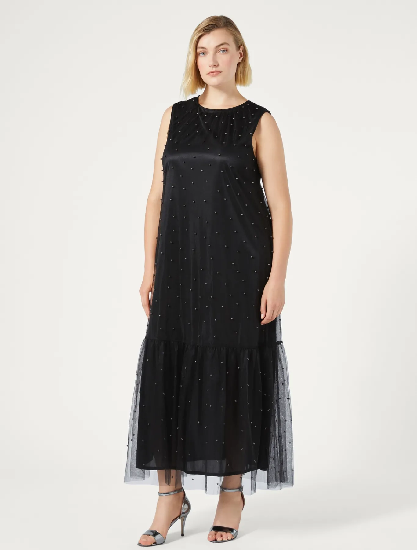 Marina Rinaldi Abiti | Abiti*Abito in tulle con ricamo NERO
