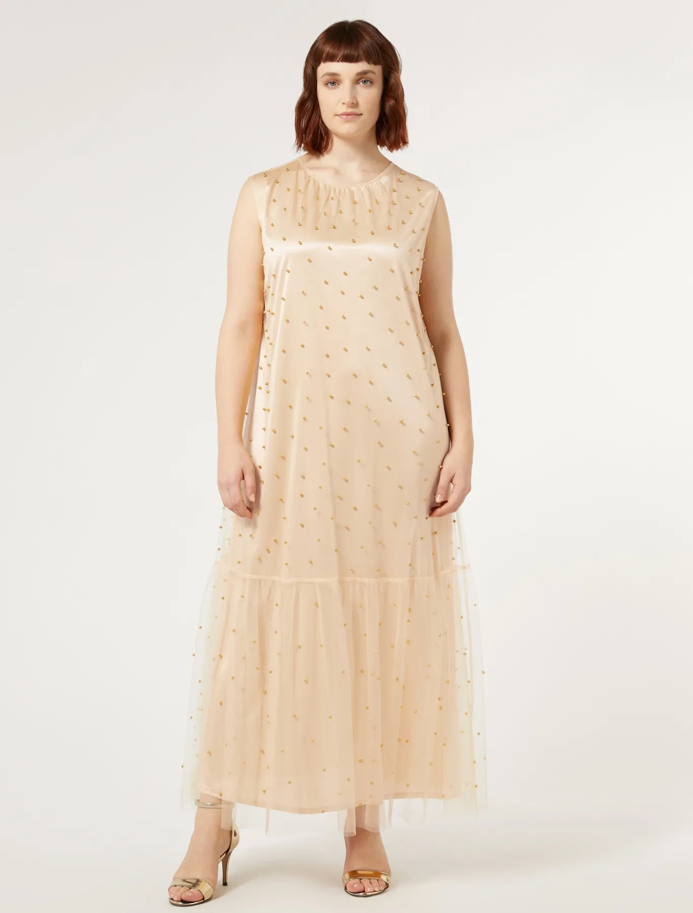 Marina Rinaldi Abiti | Abiti*Abito in tulle con ricamo GIALLOTENUE