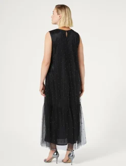 Marina Rinaldi Abiti | Abiti*Abito in tulle con ricamo NERO