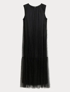 Marina Rinaldi Abiti | Abiti*Abito in tulle con ricamo NERO