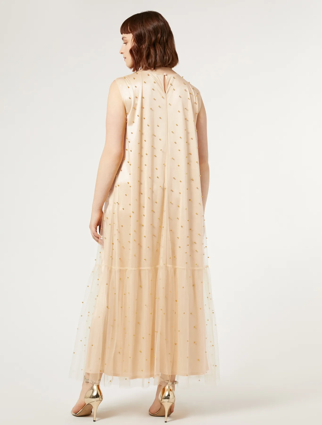 Marina Rinaldi Abiti | Abiti*Abito in tulle con ricamo GIALLOTENUE