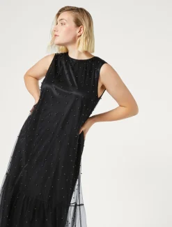 Marina Rinaldi Abiti | Abiti*Abito in tulle con ricamo NERO