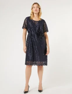 Marina Rinaldi Abiti | Abiti*Abito in tulle ricamato BLUMARINO