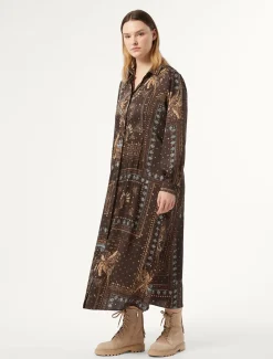 Marina Rinaldi Abiti | Abiti*Abito in twill stampato MARRONEBORDEAUX