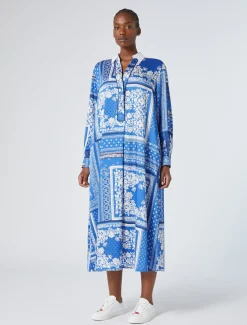 Marina Rinaldi Abiti | Abiti*Abito in twill stampato AZZURRO