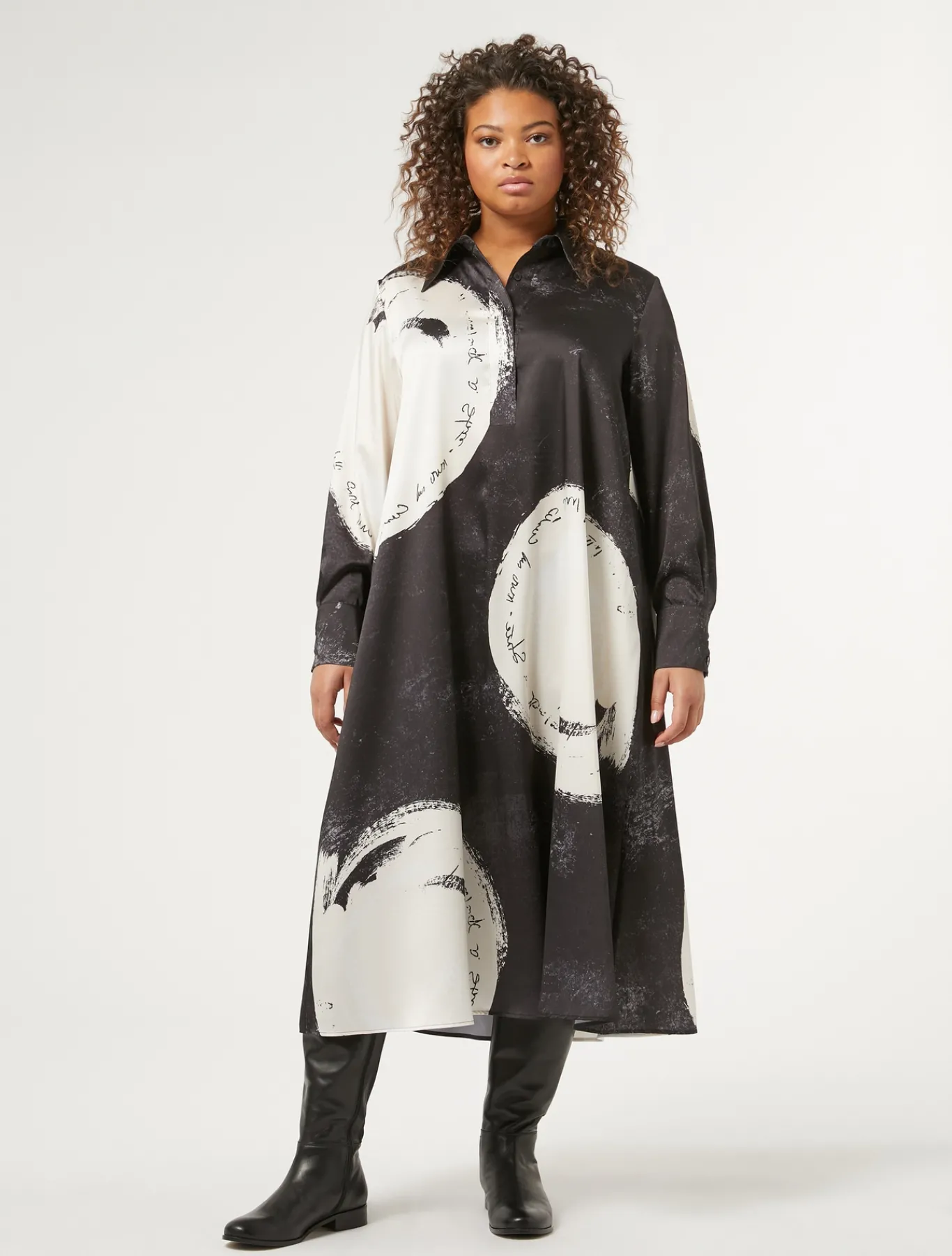 Marina Rinaldi Abiti | Abiti*Abito in twill stampato NERO