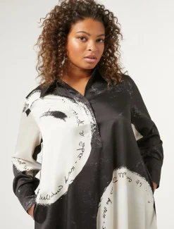Marina Rinaldi Abiti | Abiti*Abito in twill stampato NERO