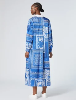 Marina Rinaldi Abiti | Abiti*Abito in twill stampato AZZURRO