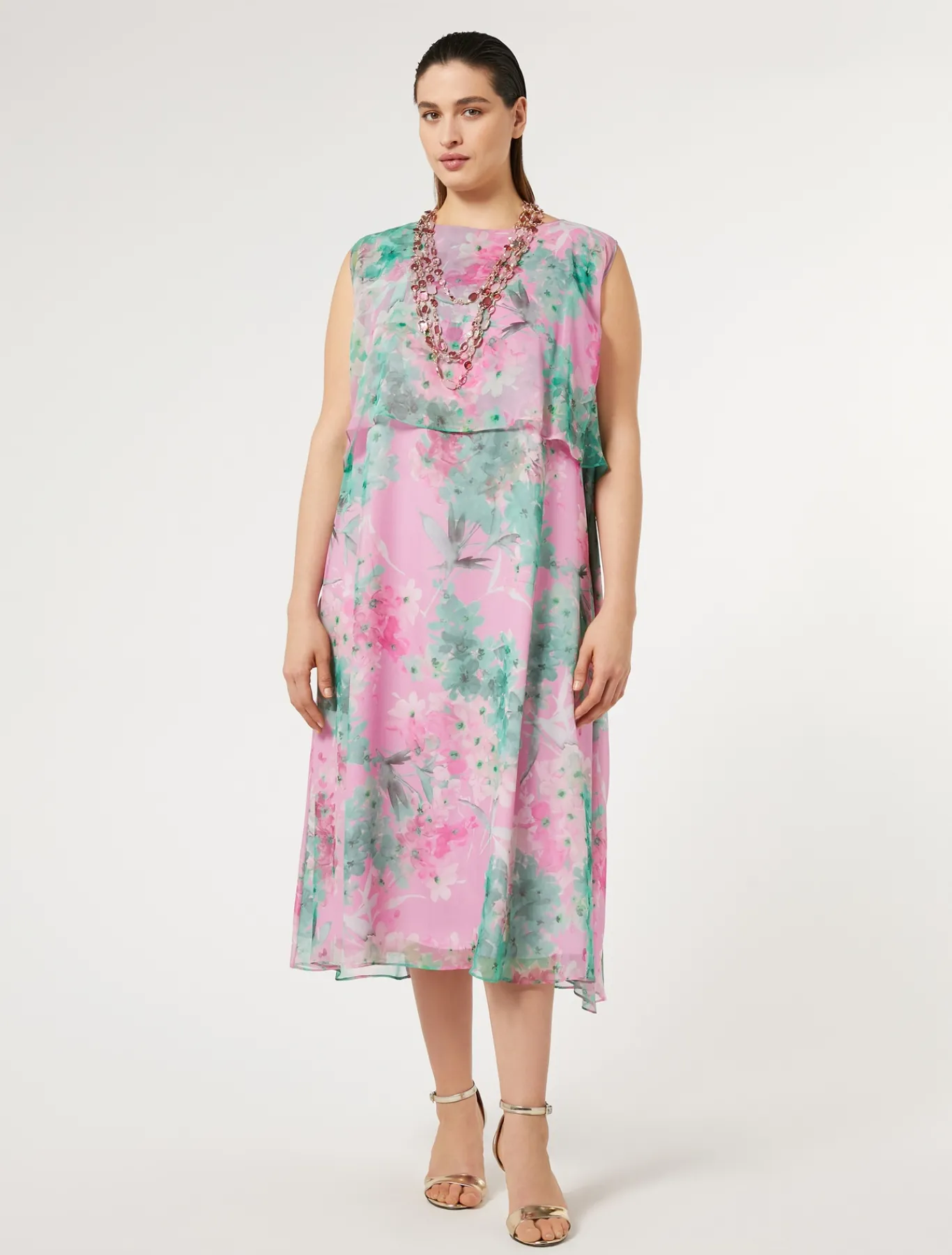 Marina Rinaldi Abiti | Abiti*Abito longuette in georgette ROSA