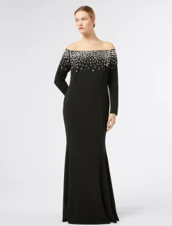 Marina Rinaldi Marina Rinaldi By Zuhair Murad*Abito lungo in cady con ricamo NERO