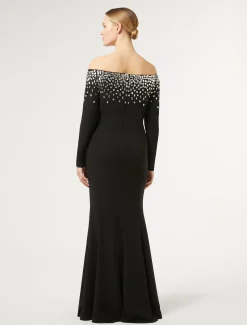 Marina Rinaldi Marina Rinaldi By Zuhair Murad*Abito lungo in cady con ricamo NERO