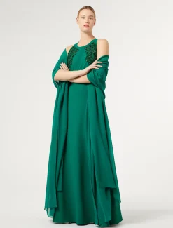 Marina Rinaldi Marina Rinaldi By Zuhair Murad*Abito lungo in cady con ricamo VERDE