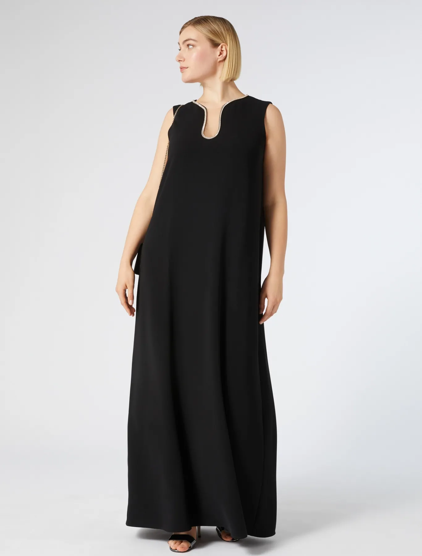 Marina Rinaldi Abiti | Abiti*Abito lungo in cady con strass NERO