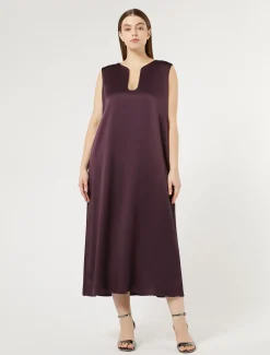 Marina Rinaldi Abiti | Abiti*Abito lungo in crêpe envers satin BORDEAUX