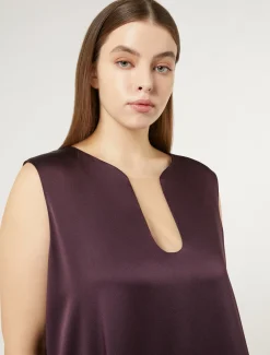 Marina Rinaldi Abiti | Abiti*Abito lungo in crêpe envers satin BORDEAUX
