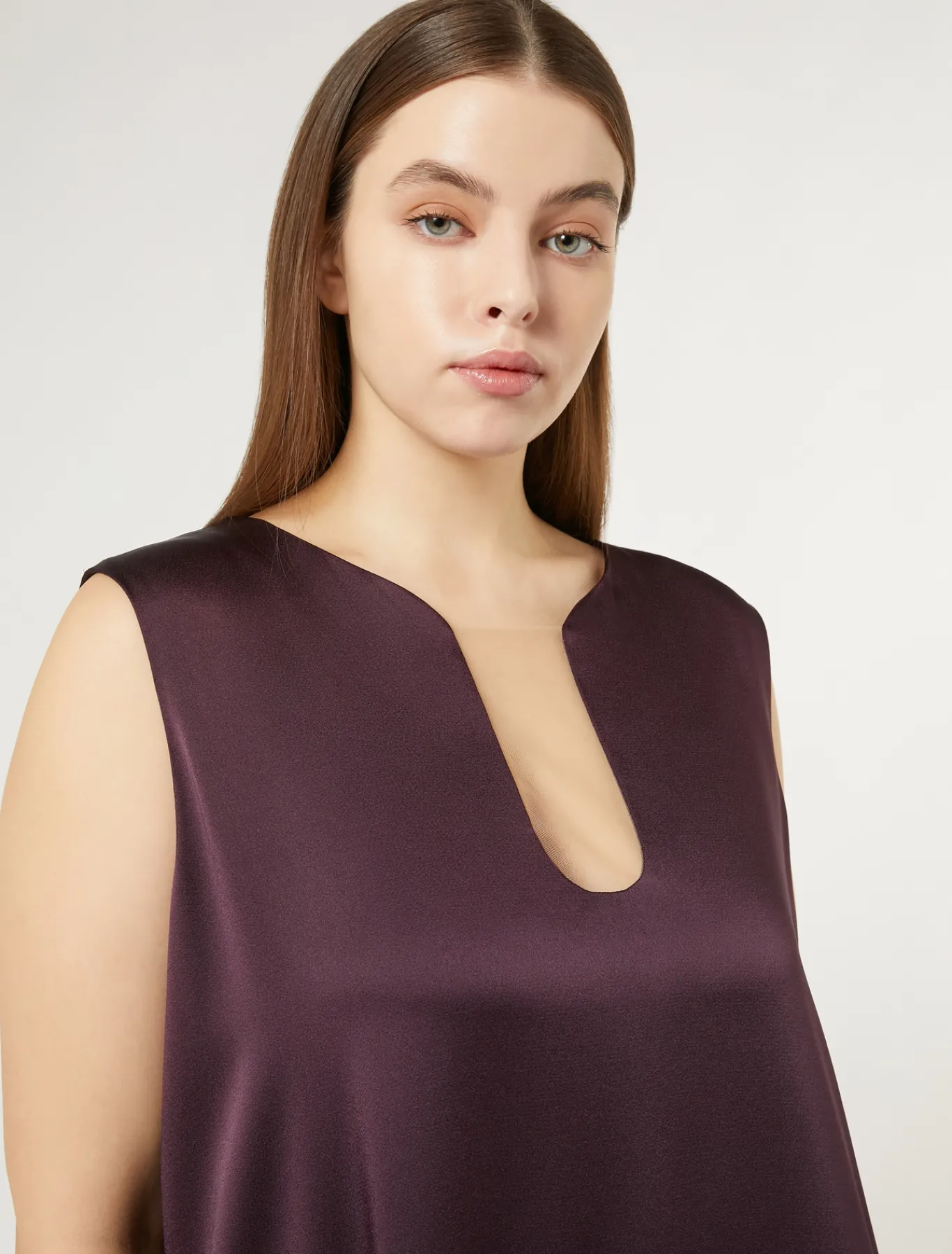 Marina Rinaldi Abiti | Abiti*Abito lungo in crêpe envers satin BORDEAUX