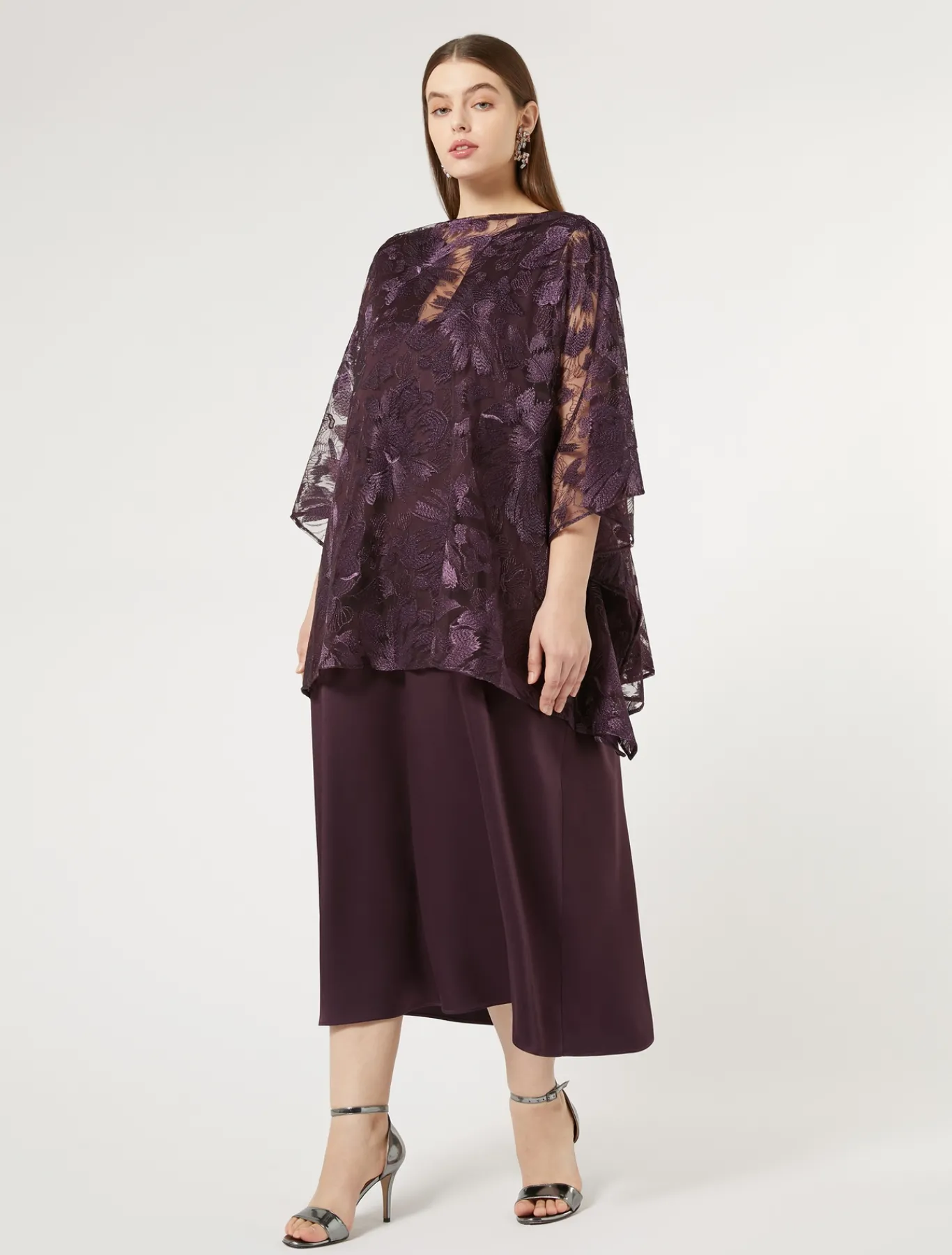 Marina Rinaldi Abiti | Abiti*Abito lungo in crêpe envers satin BORDEAUX