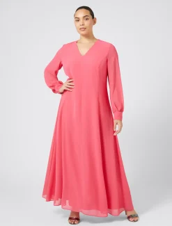 Marina Rinaldi Abiti | Abiti*Abito lungo in crêpe georgette ROSSO