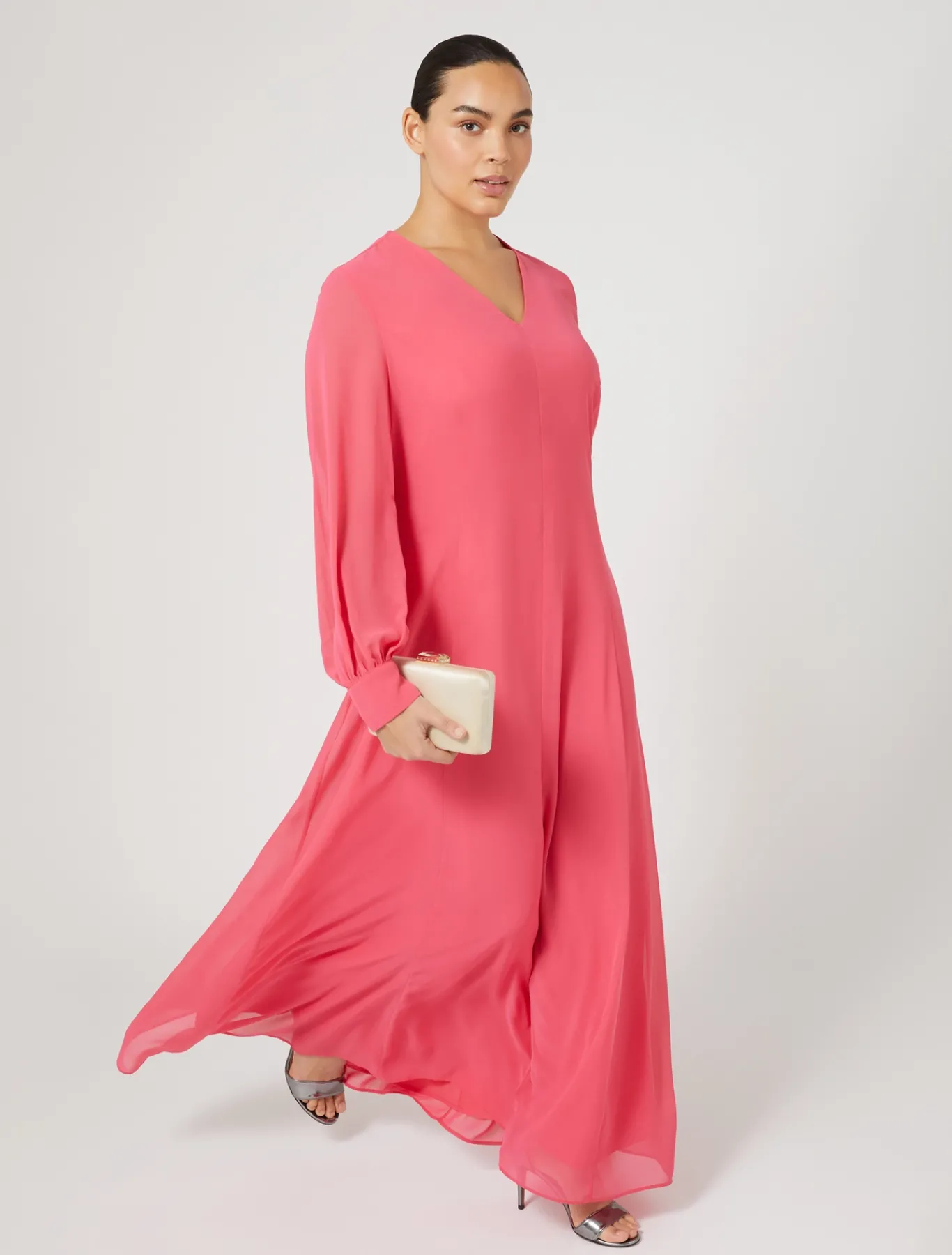 Marina Rinaldi Abiti | Abiti*Abito lungo in crêpe georgette ROSSO