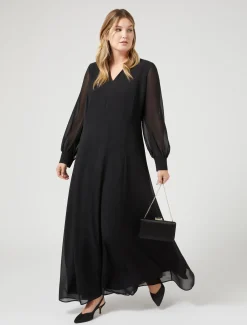Marina Rinaldi Abiti | Abiti*Abito lungo in crêpe georgette NERO