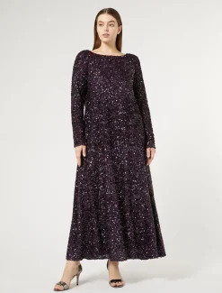 Marina Rinaldi Abiti | Abiti*Abito lungo in full paillettes BORDEAUX