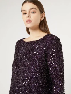 Marina Rinaldi Abiti | Abiti*Abito lungo in full paillettes BORDEAUX