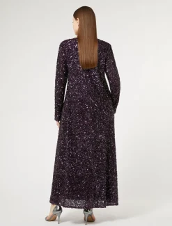 Marina Rinaldi Abiti | Abiti*Abito lungo in full paillettes BORDEAUX