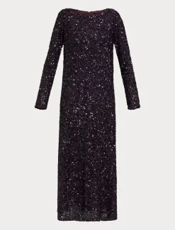 Marina Rinaldi Abiti | Abiti*Abito lungo in full paillettes BORDEAUX