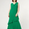 Marina Rinaldi Abiti | Collezione Elegante*Abito lungo in georgette VERDEBANDIERA