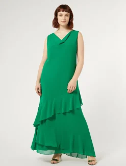 Marina Rinaldi Abiti | Collezione Elegante*Abito lungo in georgette VERDEBANDIERA