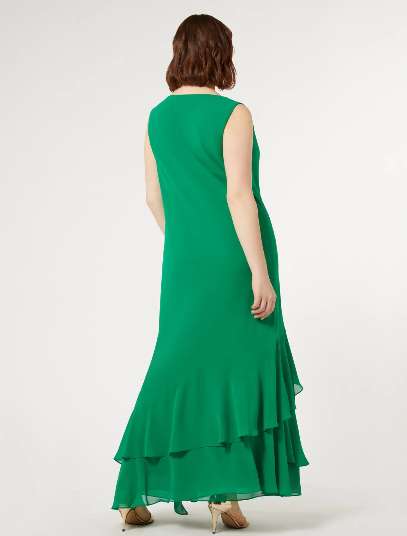 Marina Rinaldi Abiti | Collezione Elegante*Abito lungo in georgette VERDEBANDIERA
