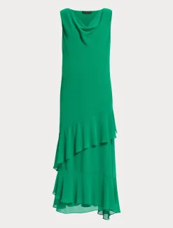 Marina Rinaldi Abiti | Collezione Elegante*Abito lungo in georgette VERDEBANDIERA