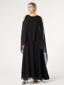 Marina Rinaldi Abiti | Abiti*Abito lungo in georgette di seta NERO
