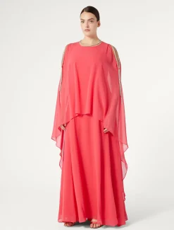 Marina Rinaldi Abiti | Abiti*Abito lungo in georgette di seta ROSA