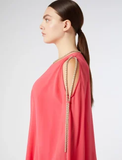 Marina Rinaldi Abiti | Abiti*Abito lungo in georgette di seta ROSA