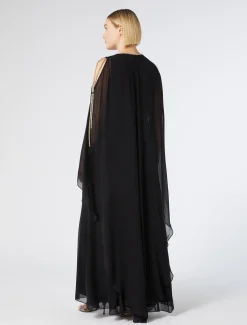 Marina Rinaldi Abiti | Abiti*Abito lungo in georgette di seta NERO