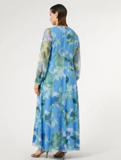 Marina Rinaldi Abiti | Abiti*Abito lungo in georgette di seta AZZURRO