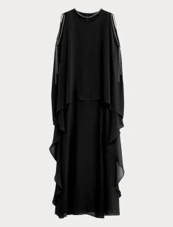 Marina Rinaldi Abiti | Abiti*Abito lungo in georgette di seta NERO